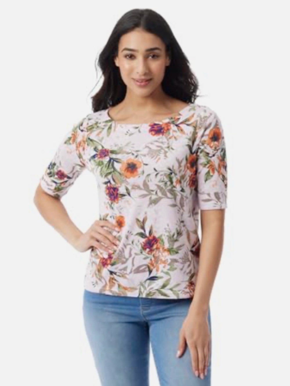 Gloria Vanderbilt Women's Alanis Boat Neck T-Shirt with Elbow.Sleeves Size XXL